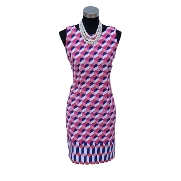Amanda Lane Geometric Patterned Shift Dress - Picture 1 of 6